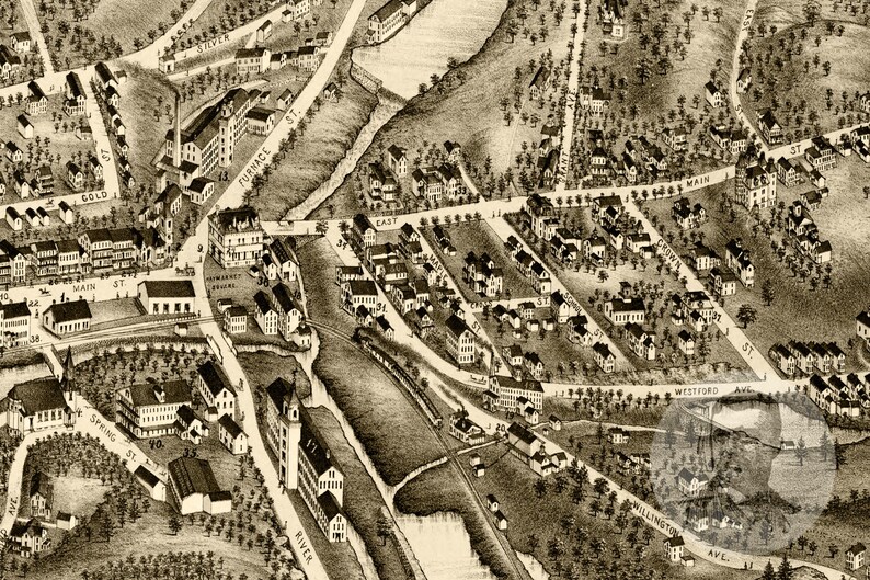 Vintage Stafford Springs Map 1878 Old Map of Stafford Etsy