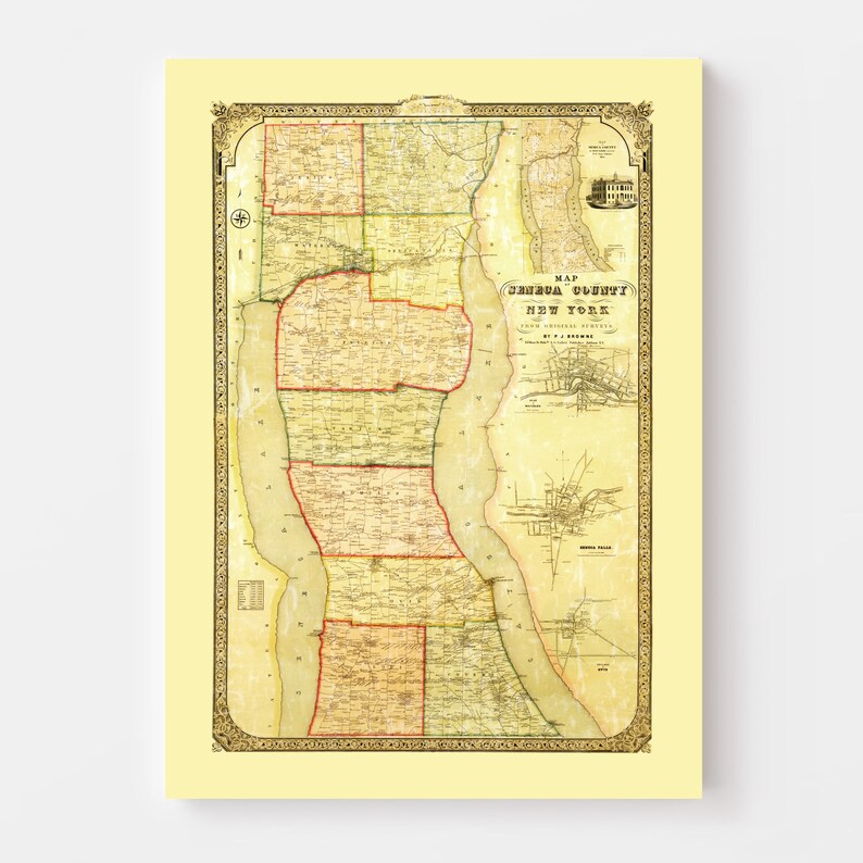 Seneca County New York Map 1858 Old Map of Seneca County New Etsy