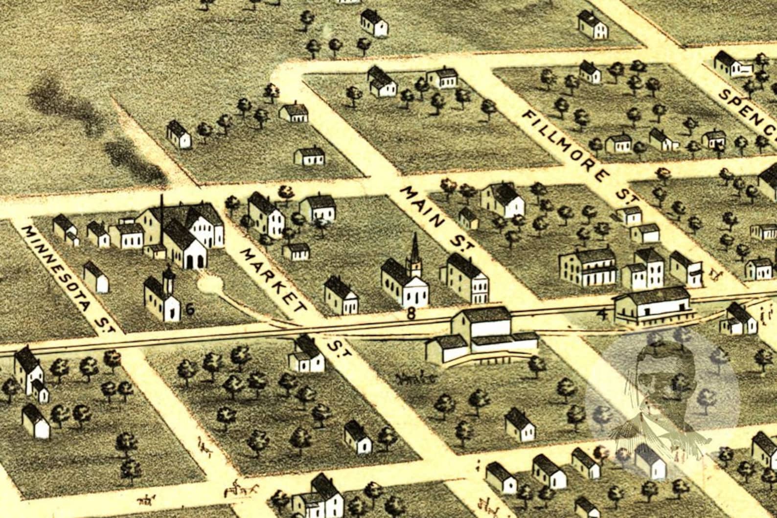 Vintage Shakopee Map 1869 Old Map of Shakopee Minnesota Etsy