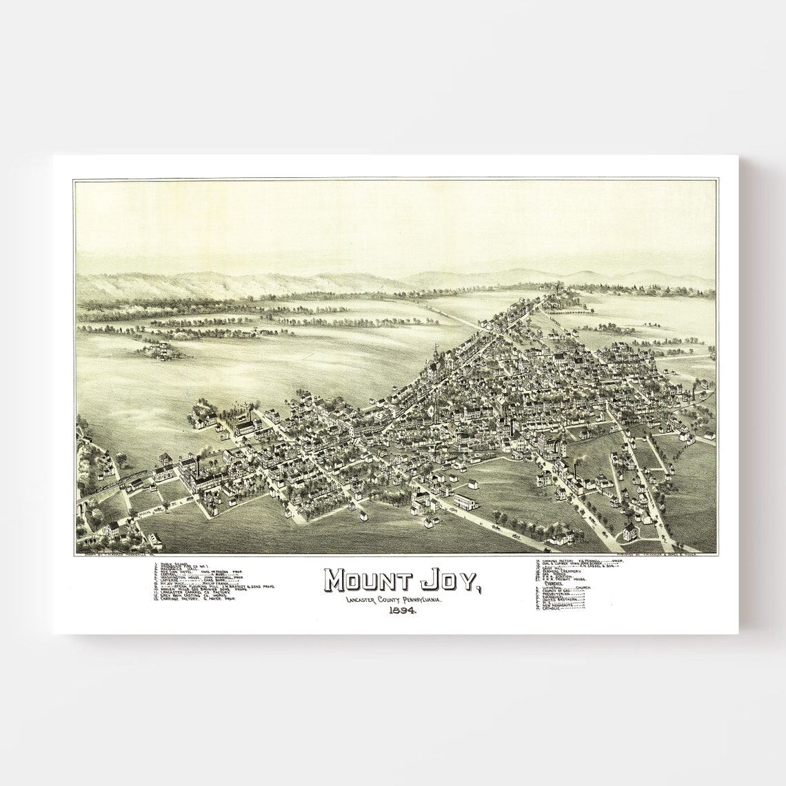 Mount Joy Map 1894 Old Map of Mount Joy Pennsylvania Art Etsy