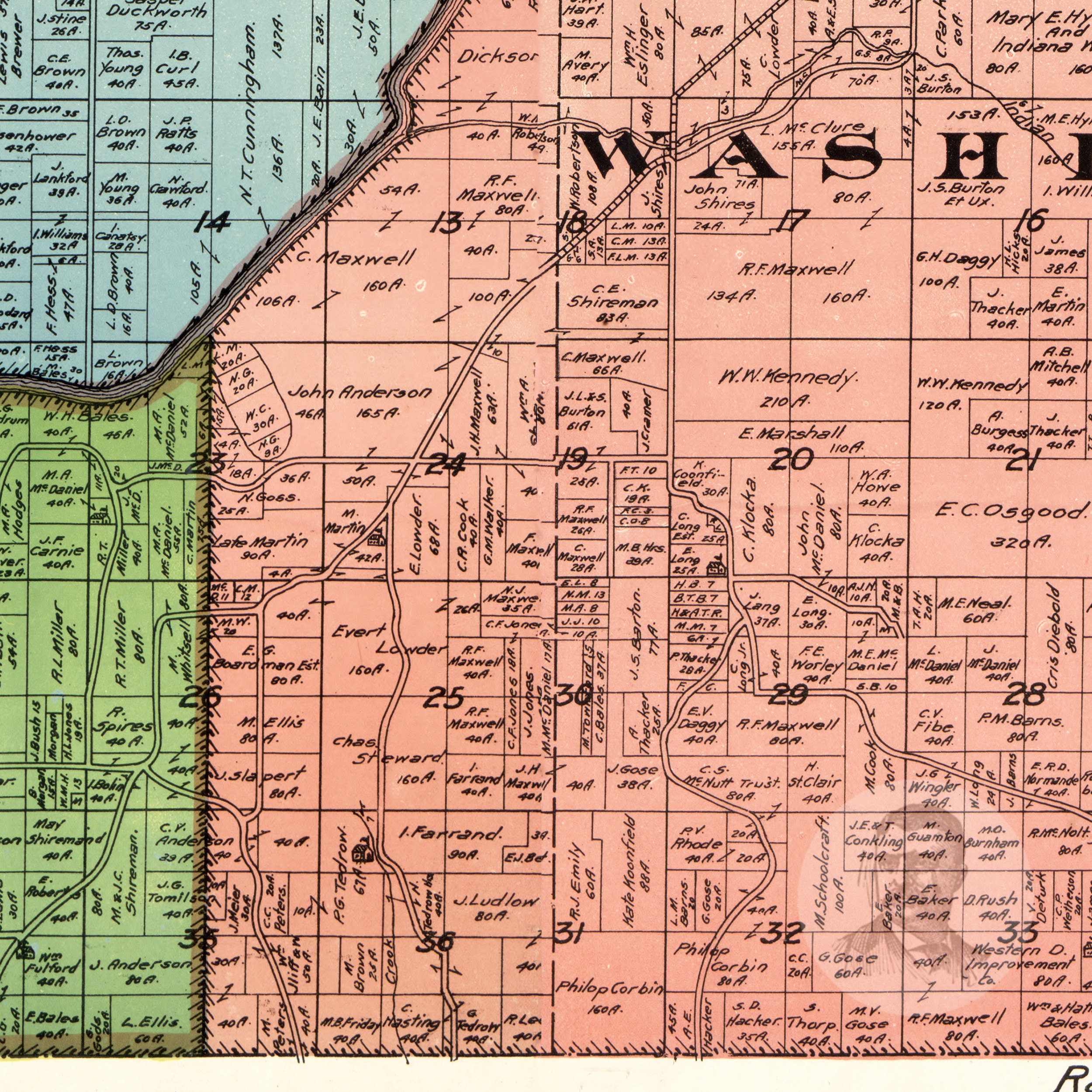 County Indiana Vintage Map From 1909 Old County Map Etsy