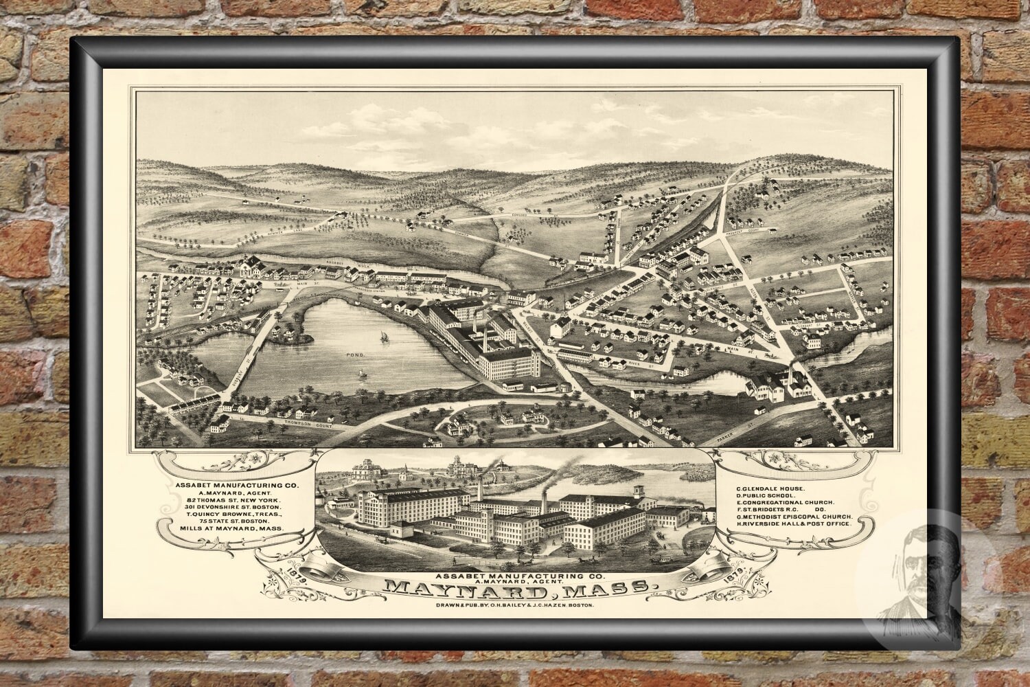 Vintage Maynard Map 1879 Old Maynard Massachusetts Map Etsy
