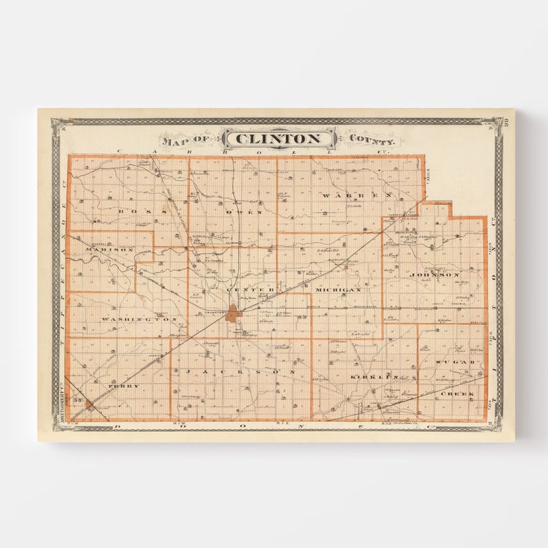 Clinton County IN Map 1876 Old Map of Frankfort Indiana Art Etsy