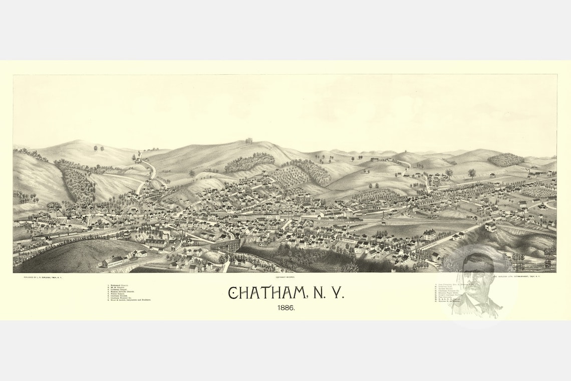 Vintage Chatham Map 1886 Old Chatham New York Map Historic Etsy
