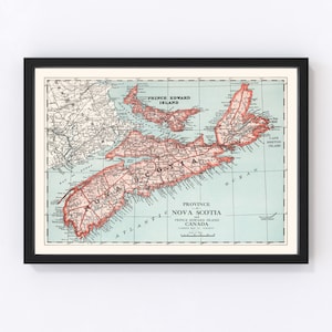 Nova Scotia Canada Map 1925 - Old Map of Nova Scotia Canada Canada Art Vintage Print Framed Wall Art Canvas Portrait  History Genealogy