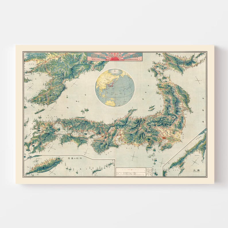 Japan Map 1920, Vintage Japan Map, Old Japan Art, Wall Art Gift for ...