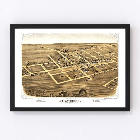 Manteno Map 1869 Old Map of Manteno Illinois Art Vintage - Etsy