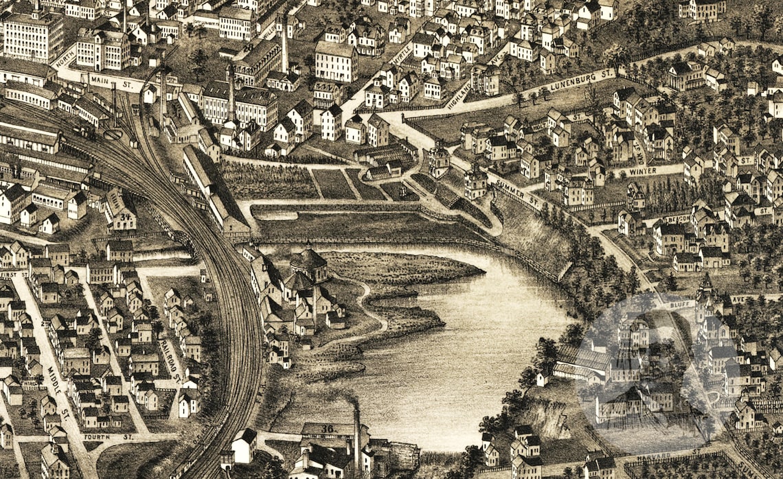 Vintage Fitchburg Map 1882 Old Map of Fitchburg Etsy