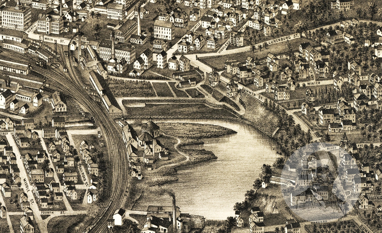 Vintage Fitchburg Map 1882 Old Map of Fitchburg Etsy