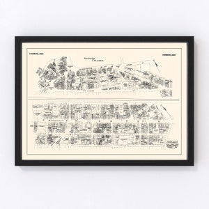 Cambridge Map 1946, Vintage Cambridge Map, Old Cambridge Massachusetts Art, Wall Art Gift for Cambridge History Lovers Retro Decor