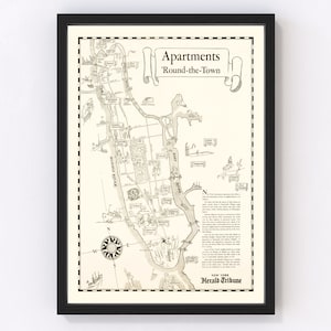Manhattan Map 1935, Vintage Manhattan Map, Old Manhattan New York Art, Wall Art Gift for Manhattan History Lovers Retro Decor