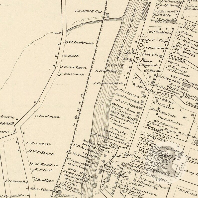 Littleton New Hampshire Vintage Map From 1892 Old City Map Etsy