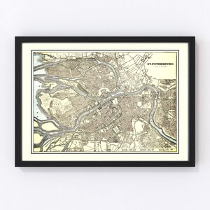 Saint Petersburg Map 1901, Vintage Saint Petersburg Map, Old Saint Petersburg Art, Wall Art Gift for Saint Petersburg History Lovers Retro D