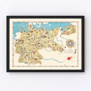 Germany Map 1936, Vintage Germany Map, Old Germany Art, Wall Art Gift for Germany History Lovers Retro Decor