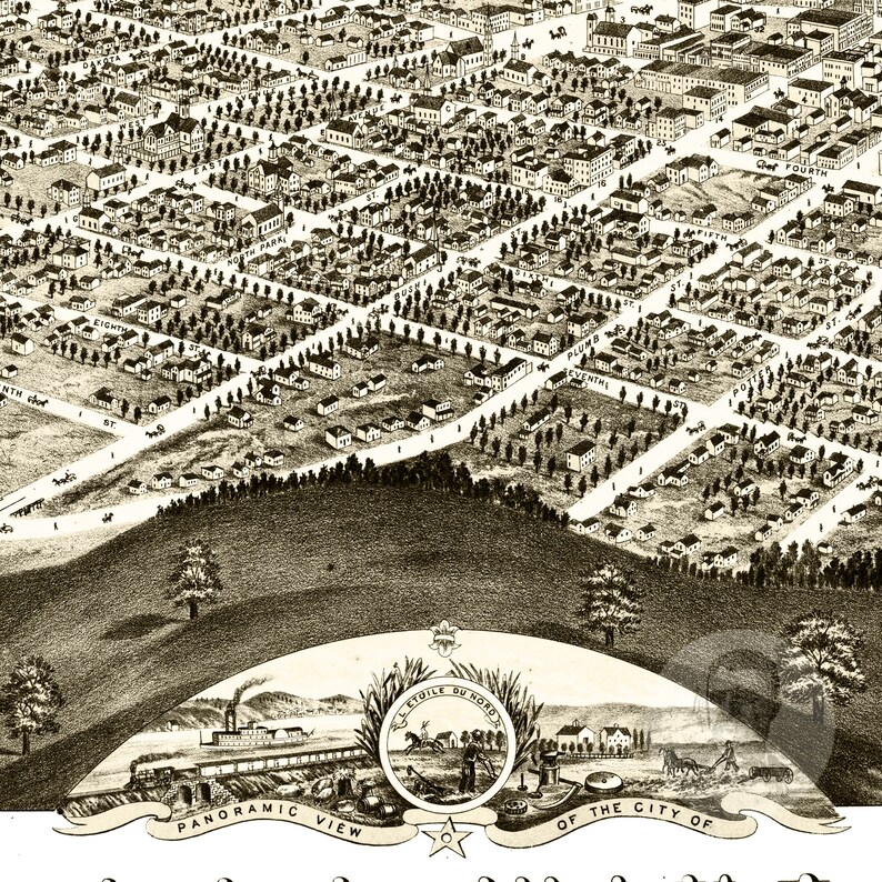 Red Wing Minnesota Vintage Map From 1880 Old City Map Art Etsy