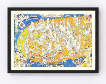 Manhattan Map 1938, Vintage Manhattan Map, Old Manhattan New York Art, Wall Art Gift for Manhattan History Lovers Retro Decor