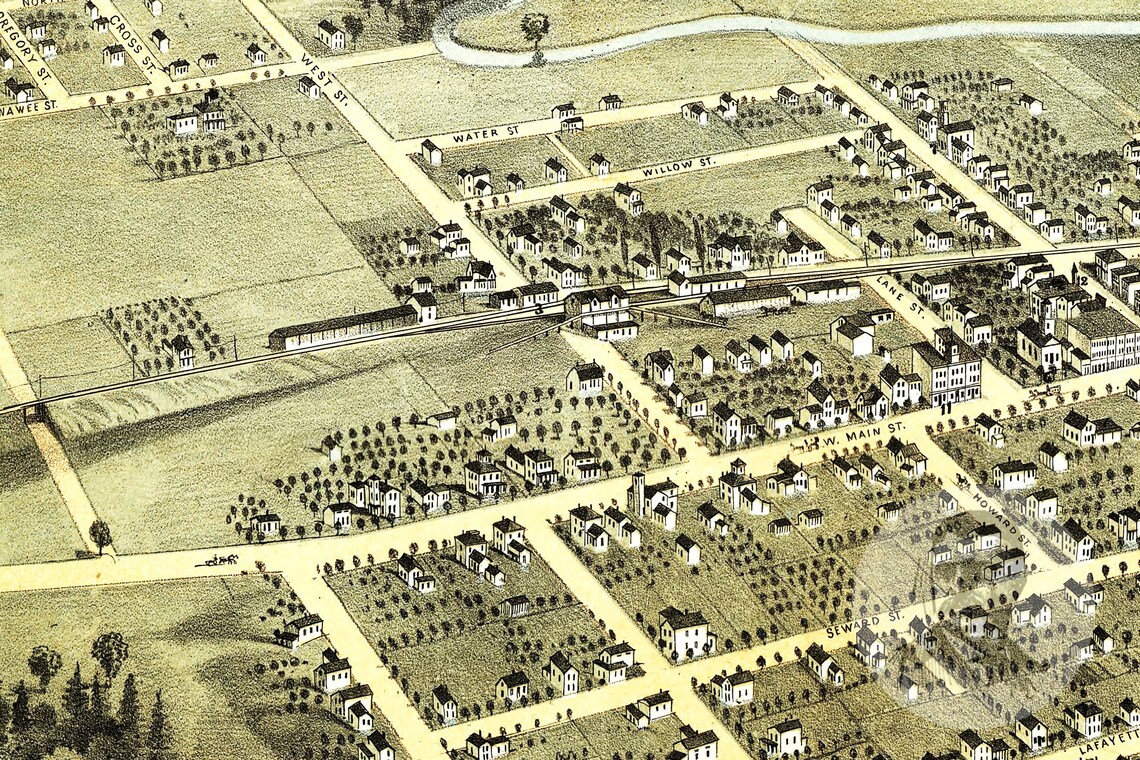 Vintage Hudson Map 1868 Old Map of Hudson Michigan Etsy