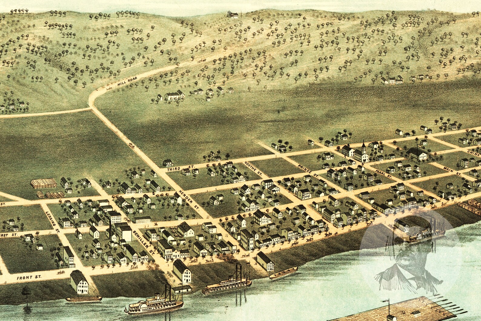 Vintage Guttenberg Map 1869 Old Map of Guttenberg Iowa Etsy