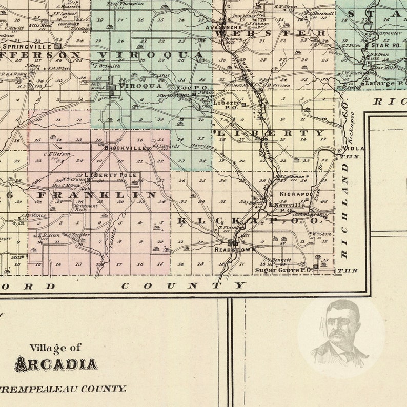 Vernon County Wisconsin Vintage Map From 1878 Old County Etsy