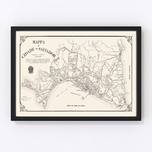 Salvador Map 1931, Vintage Salvador Map, Old Salvador Art, Wall Art Gift for Salvador History Lovers Retro Decor