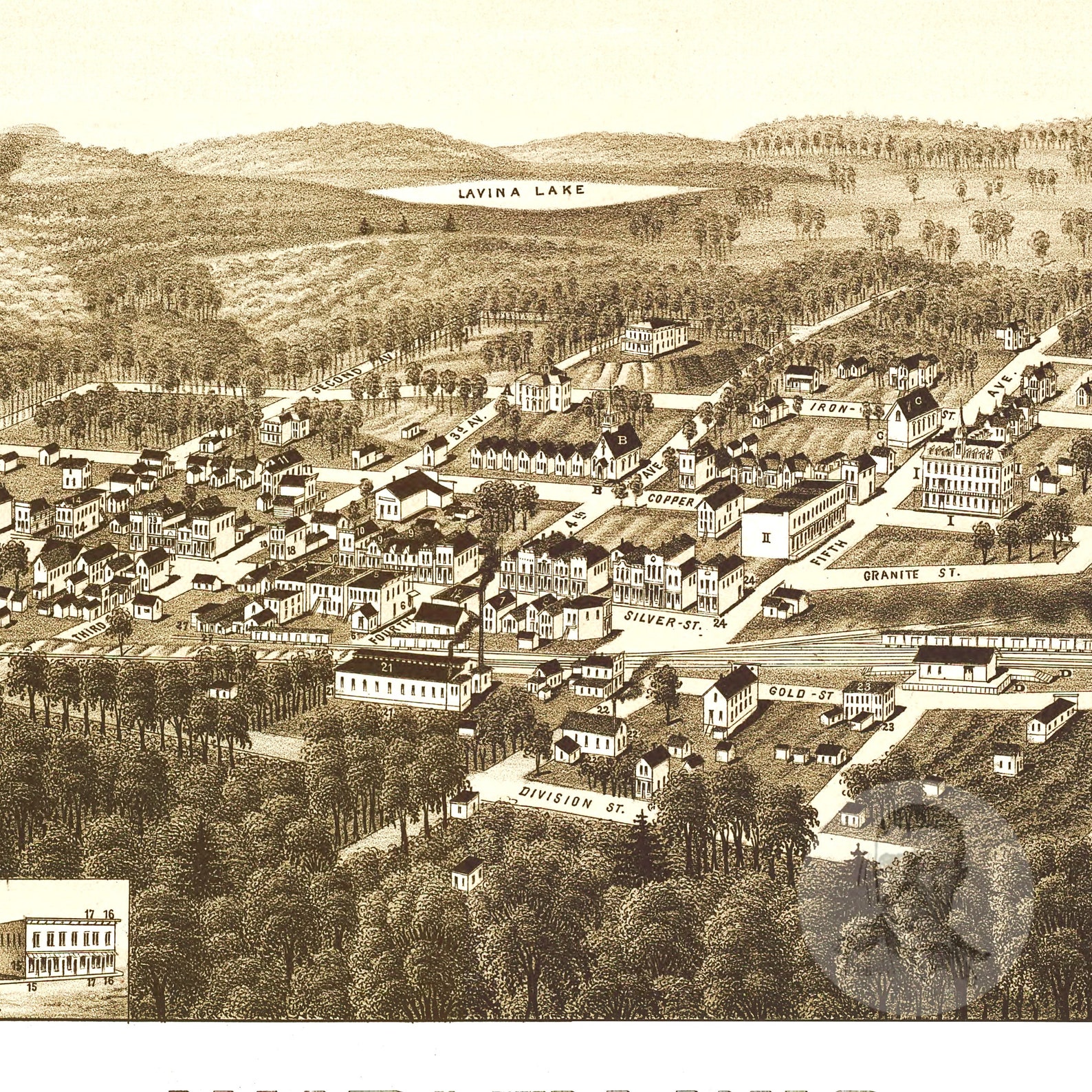 Hurley Wisconsin Vintage Map From 1886 Old City Map Art Etsy