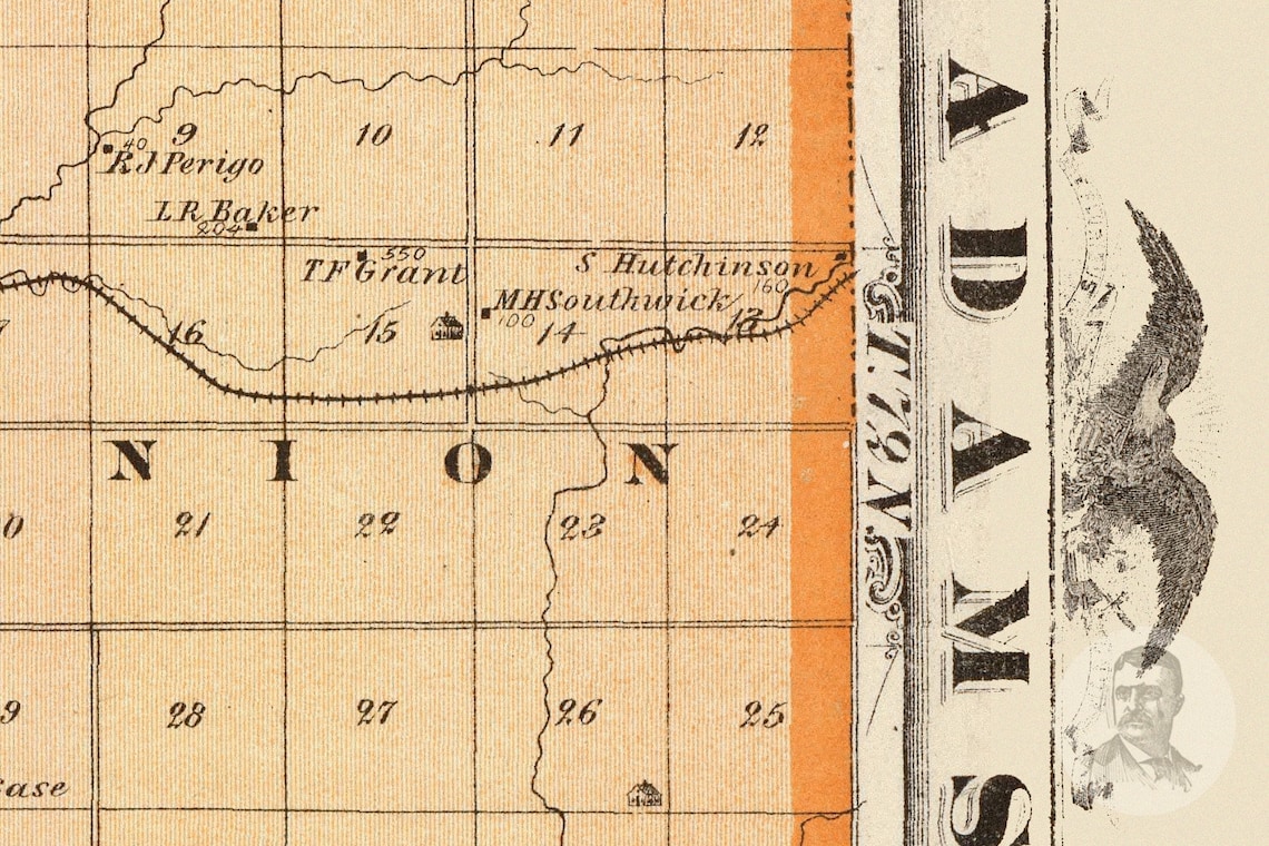 Vintage Adams County IA Map 1875 Old Iowa Map Historical Etsy