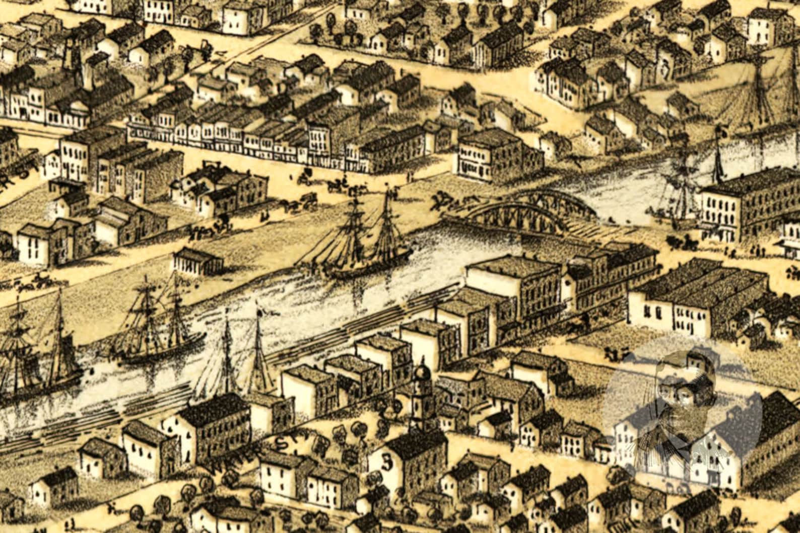 Vintage Port Huron Map 1867 Old Map of Port Huron Michigan  Etsy