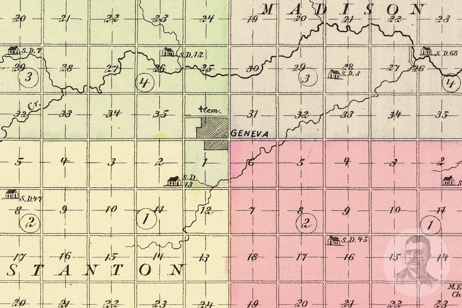 Vintage Fillmore County NE Map 1885 Old Nebraska Map Etsy