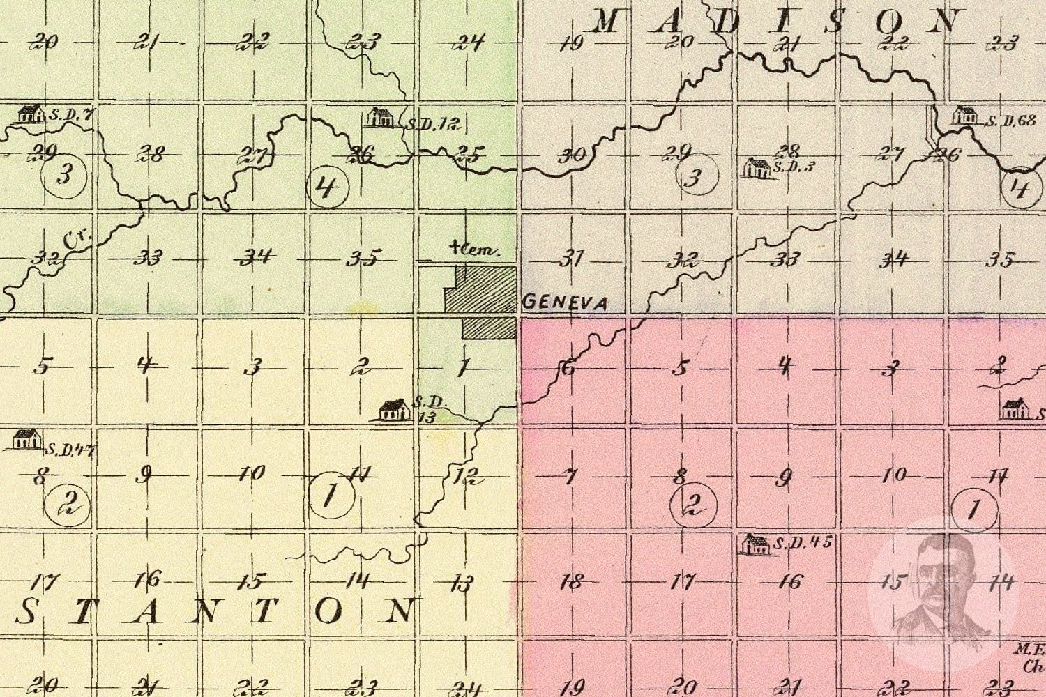 Vintage Fillmore County NE Map 1885 Old Nebraska Map Etsy