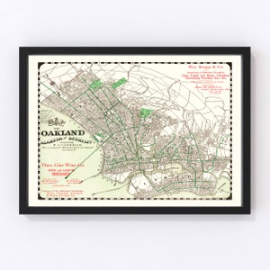 Oakland Map 1906, Vintage Oakland Map, Old Oakland California Art, Wall Art Gift for Oakland History Lovers Retro Decor