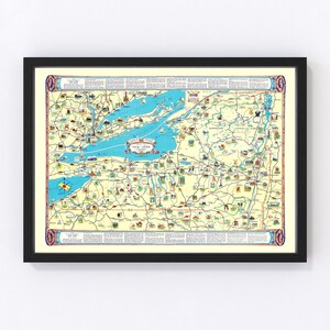New York Map 1934, Vintage New York Map, Old New York Art, Wall Art Gift for New York History Lovers Retro Decor