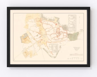 Medina Map 1880, Vintage Medina Map, Old Medina Art, Wall Art Gift for Medina History Lovers Retro Decor