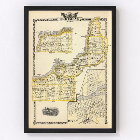 Rock Island County Map Rock Island County Illinois Vintage Map From 1876 Old | Etsy Australia