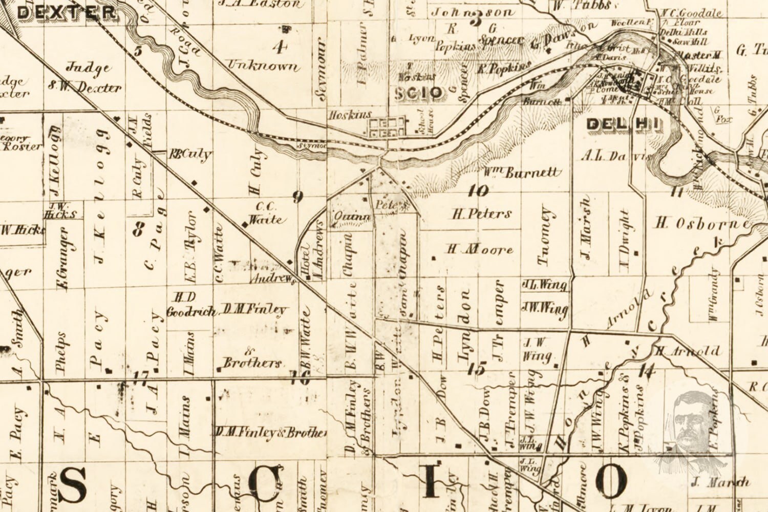 Vintage Washtenaw County Map 1856 Old Map of Washtenaw | Etsy