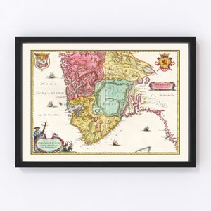 Norway Map 1665, Vintage Norway Map, Old Norway Art, Wall Art Gift for Norway History Lovers Retro Decor