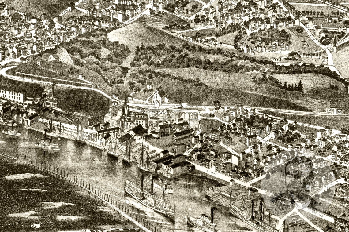 Vintage Kingston Map 1875 Old Map of Kingston New York Etsy