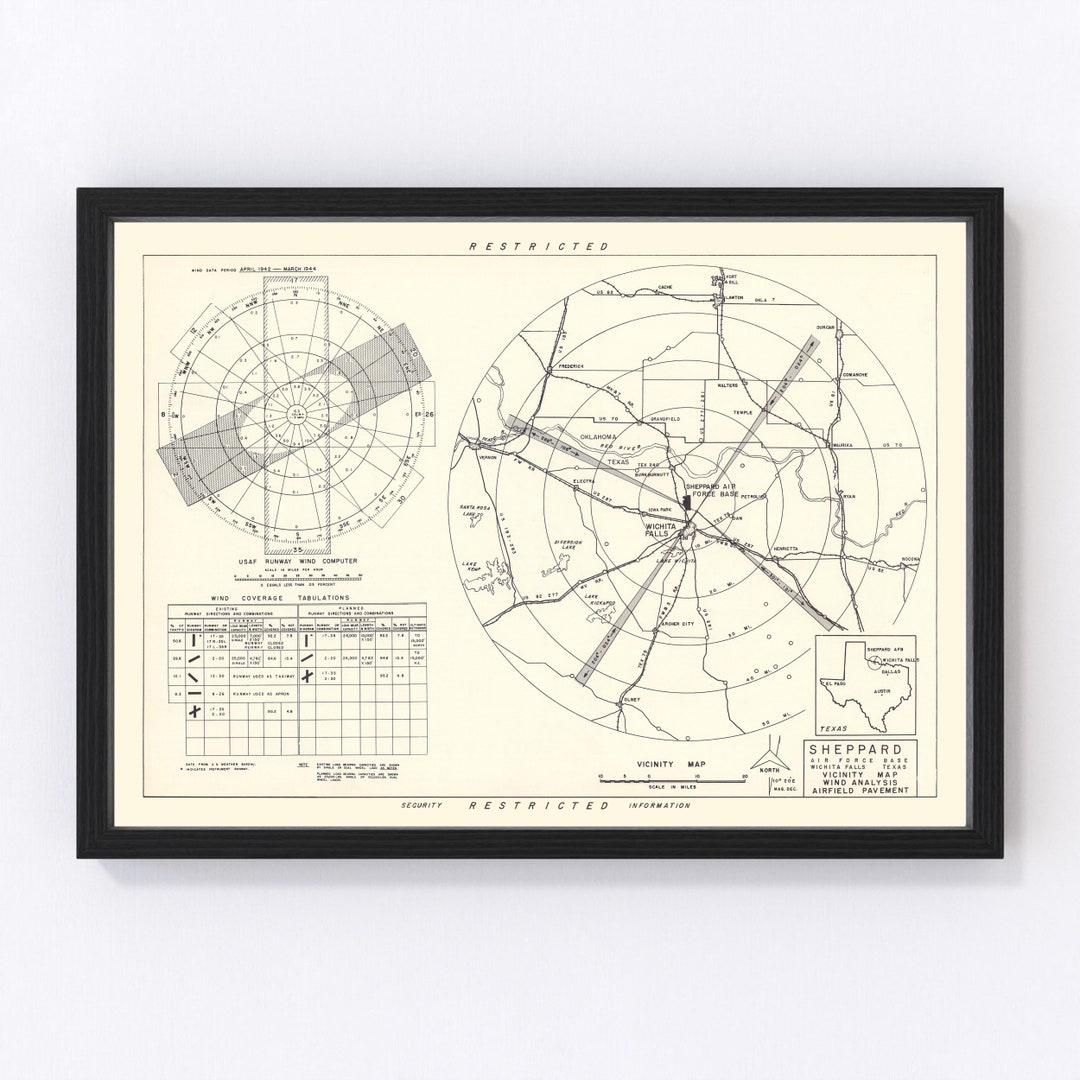 Sheppard Air Force Base Vicinity Map 1952 Old Map of Sheppard Air Force ...