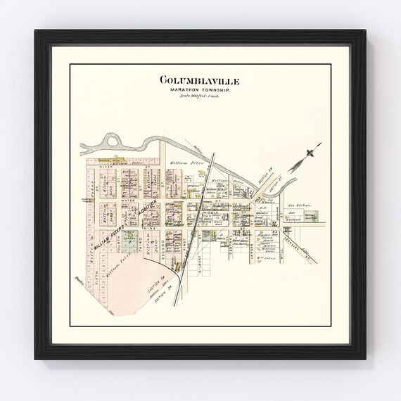 Columbiaville Map 1893, Vintage Columbiaville Map, Old