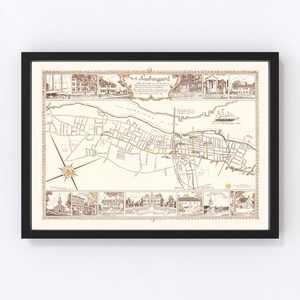 Newburyport Map 1955, Vintage Newburyport Map, Old Newburyport Massachusetts Art, Wall Art Gift for Newburyport History Lovers Retro Decor
