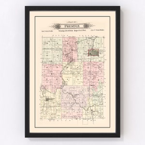 Preston Township Map 1895, Vintage Preston Township Map, Old Preston Township Missouri Art, Wall Art Gift for Preston Township History Lover