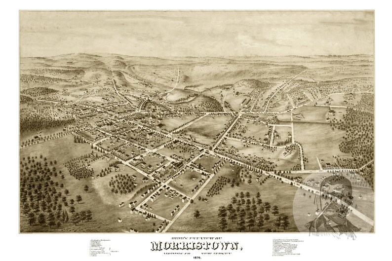 Vintage Morristown Map 1876 Old Map of Morristown New Etsy