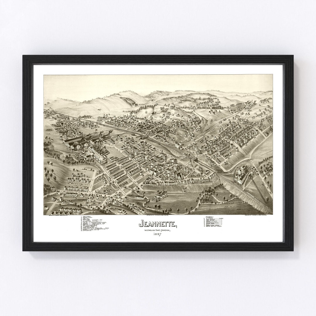 Map 1897 Old Map of Pennsylvania Art Vintage Print