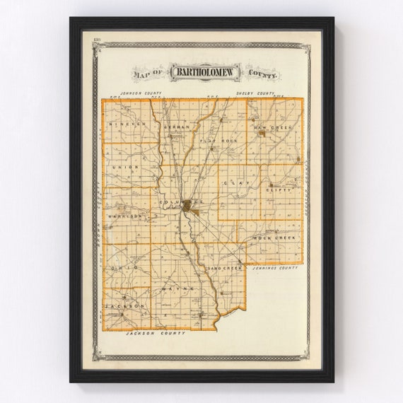Map Of Bartholomew County Indiana Bartholomew County Indiana Vintage Map From 1876 Old County | Etsy
