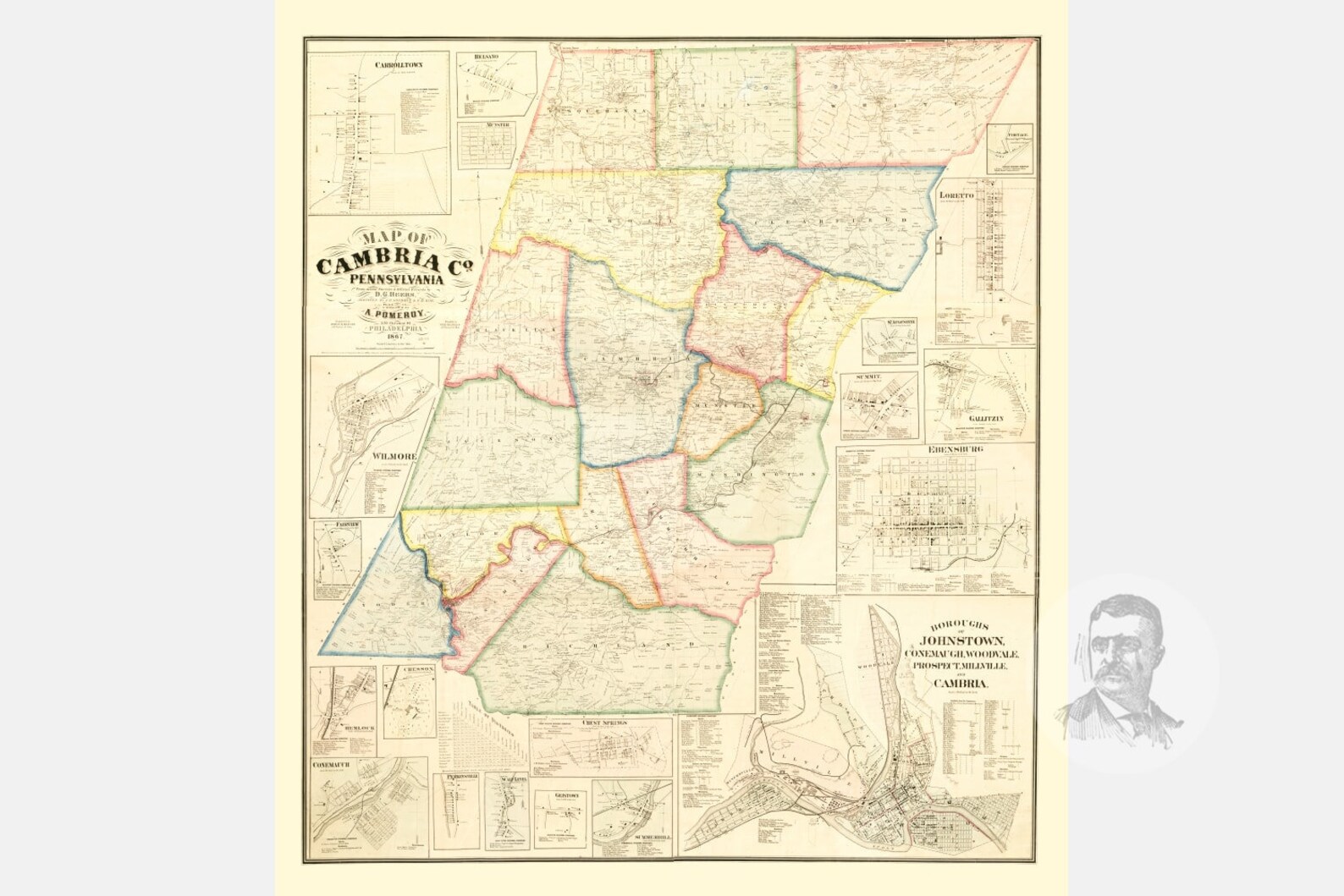 Cambria County Pa Wall Map Red Line Style By Marketma vrogue.co