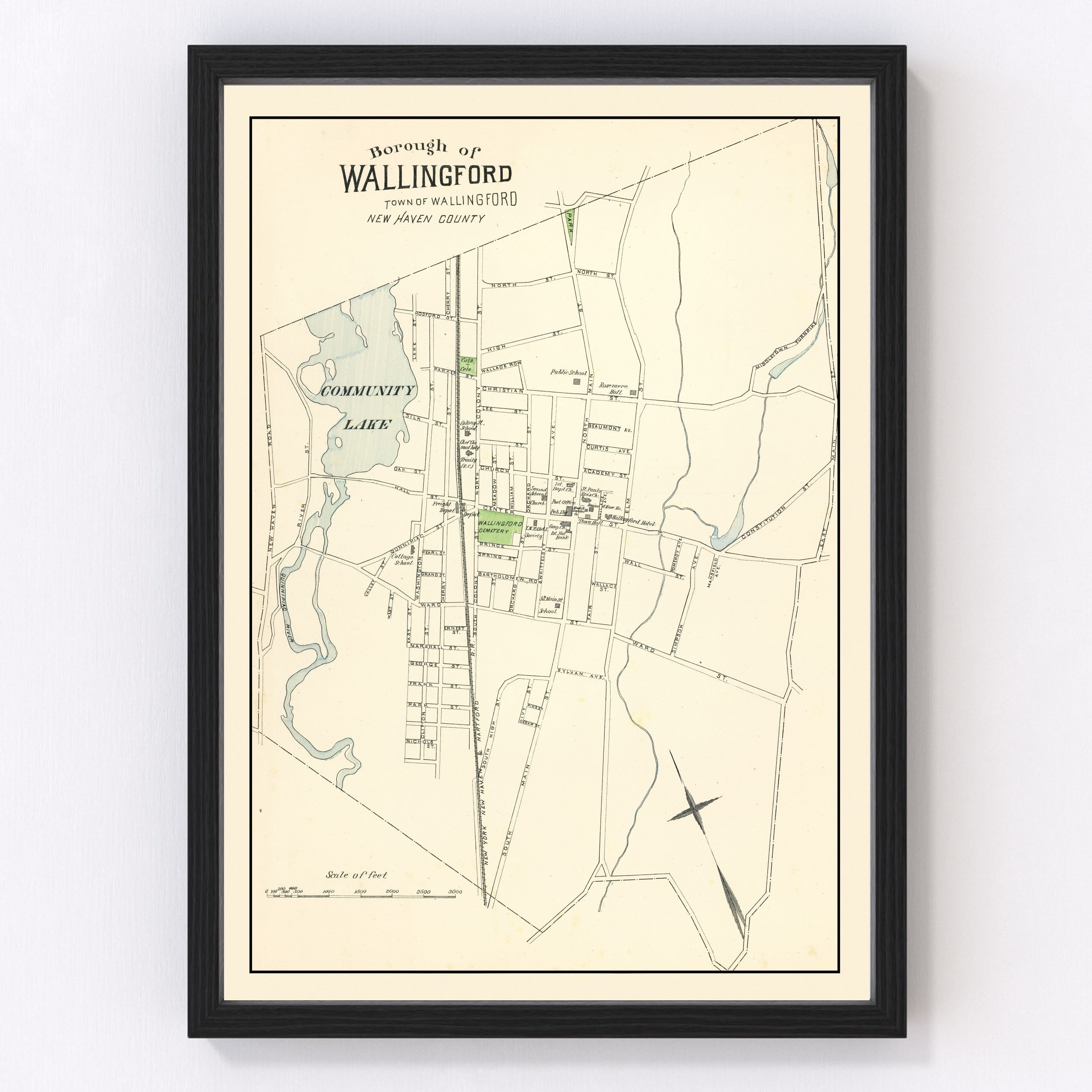 Wallingford Map 1893 Old Map of Wallingford Connecticut Art Etsy