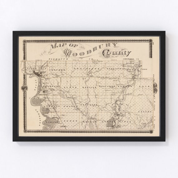 Woodbury County Iowa Map Woodbury County Iowa Vintage Map From 1875 Old County Map | Etsy Hong Kong