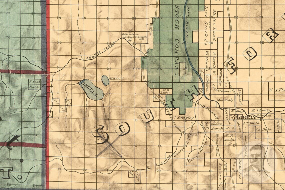 Vintage Modoc County Map 1887 Old Map of Modoc County Etsy