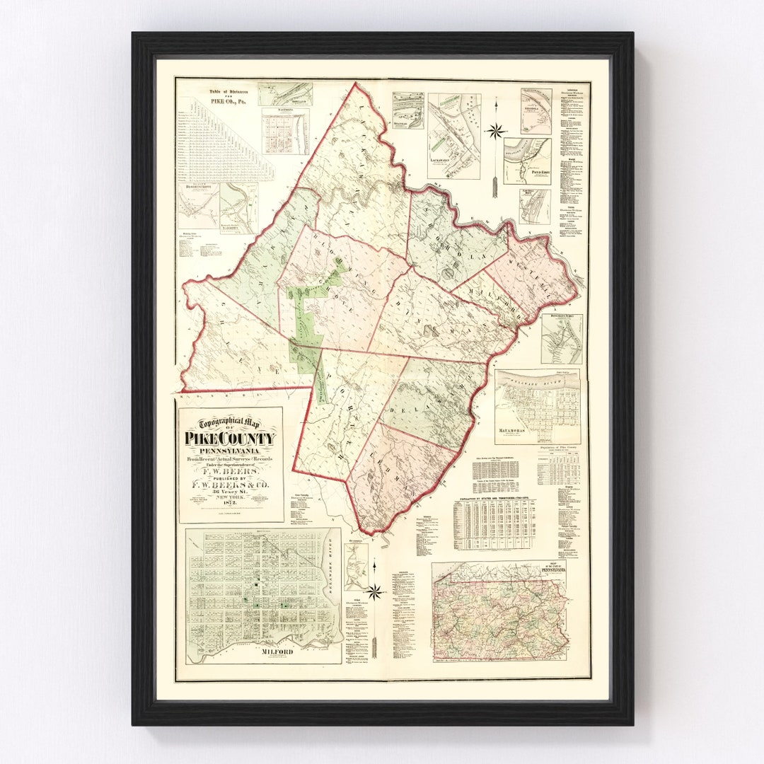 Pike County Pennsylvania Map 1872 Old Map of Pike County Pennsylvania 