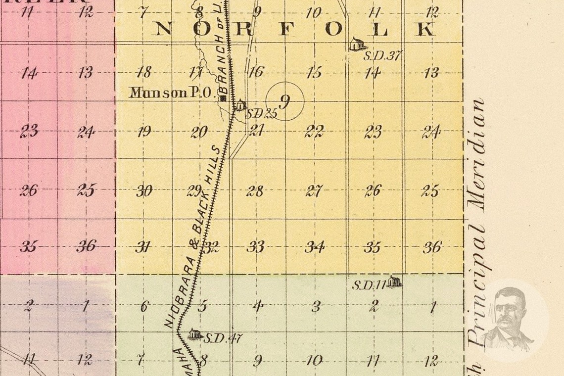 Vintage Madison County NE Map 1885 Old Nebraska Map Etsy