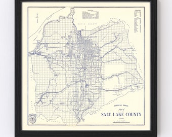 Salt Lake City Map 1920, Vintage Salt Lake City Map, Old Salt Lake City Utah Art, Wall Art Gift for Salt Lake City History Lovers Retro Deco